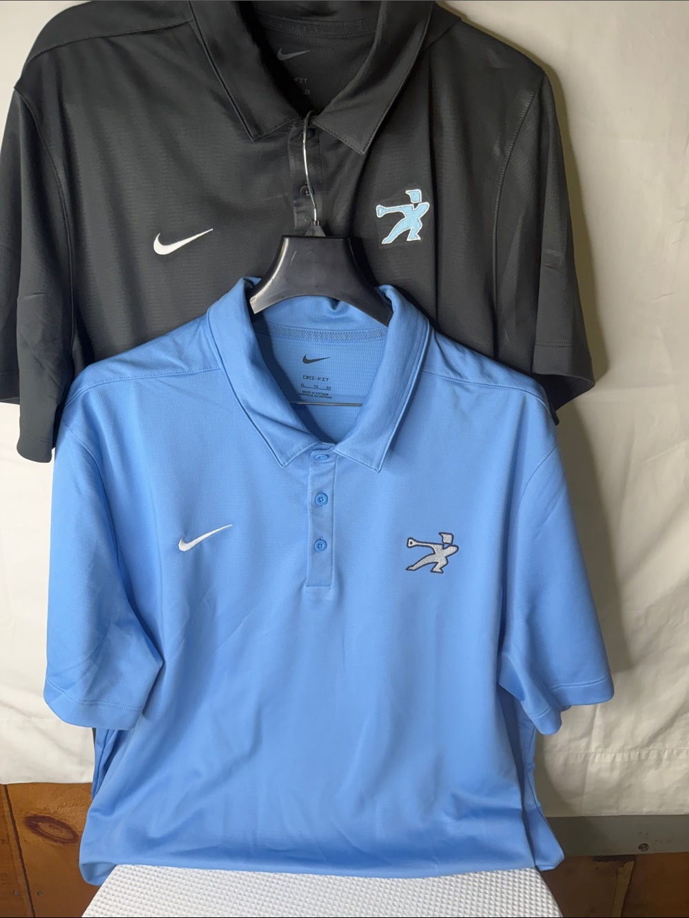 2 Nike Men's gray and blue Golf Polo with Embroidered Logo